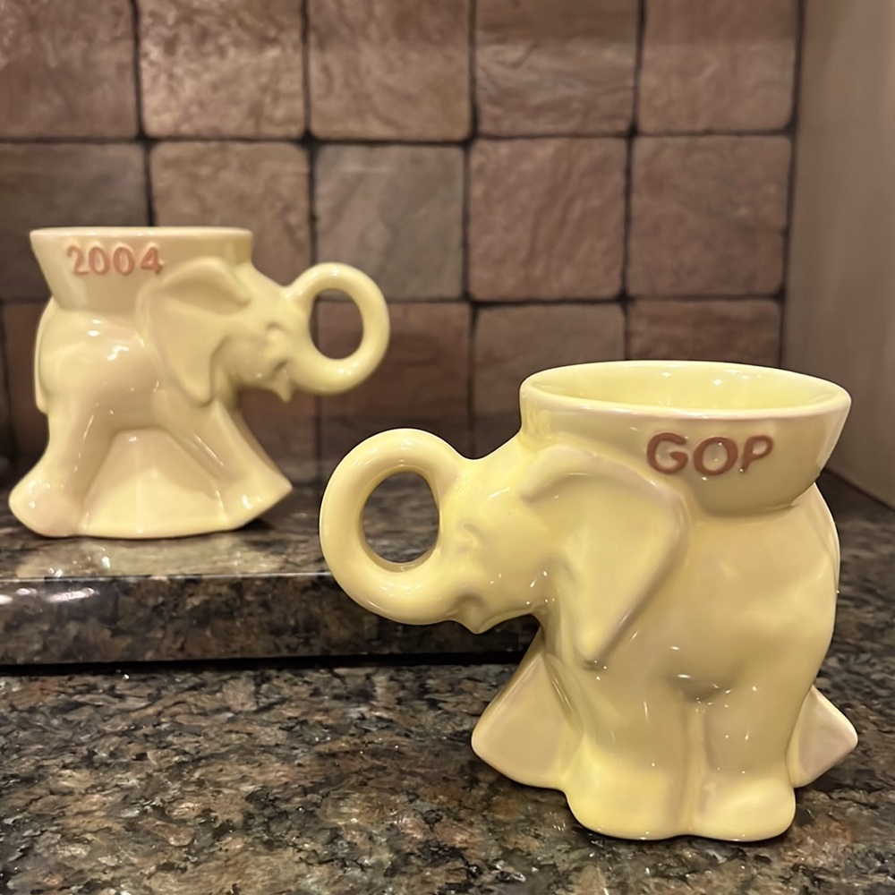 Set of 2 Frankoma GOP elephant mugs | 2004